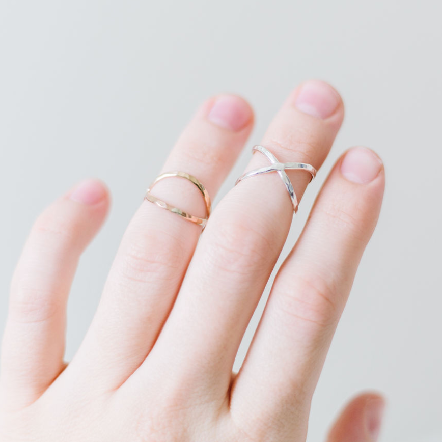Nail ring with stone in silver - MAM
